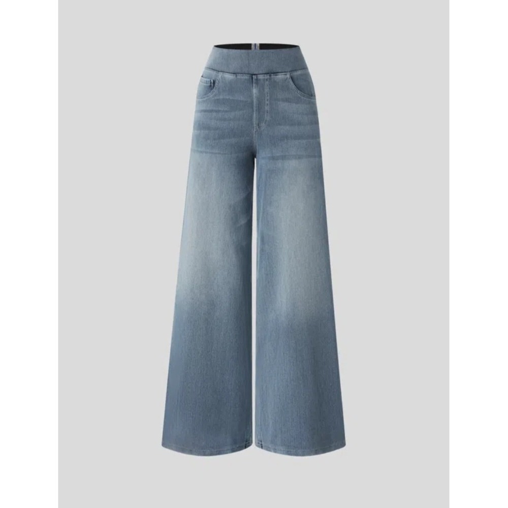 NWT Halara Flex High Waisted Pockets Baggy Wide Leg Washed Casual Jeans Large
